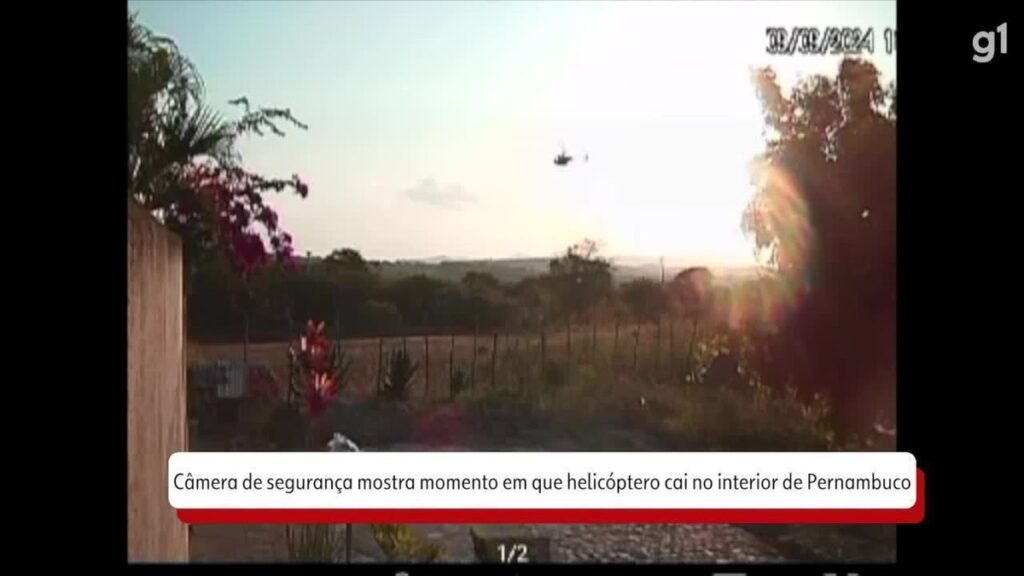 Câmera de segurança mostra momento em que helicóptero cai em Caruaru