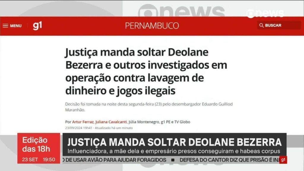Justiça manda soltar Deolane Bezerra e outros 16 investigados em operação contra lavagem de dinheiro e jogos ilegais | Pernambuco
