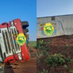 Caminhoneiro de 46 anos é hospitalizado após tombamento na PR-170