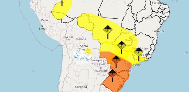 Inmet emitiu alertas para tempestade e chuvas intensas para 13 estados e o DF