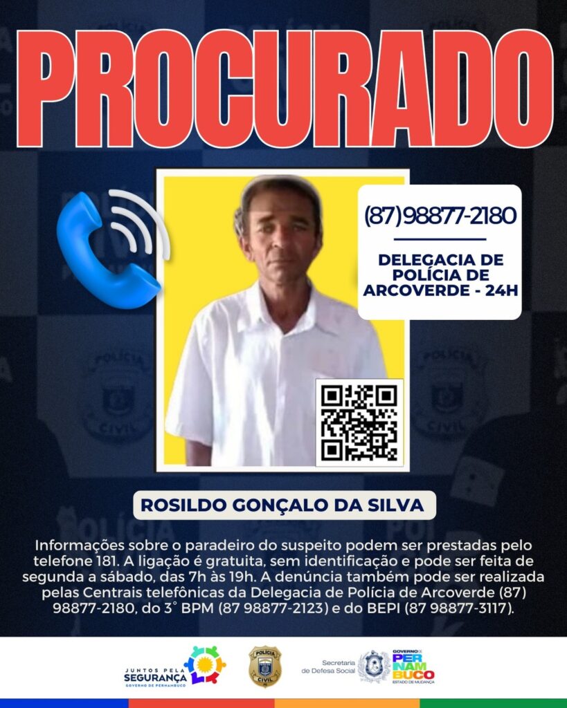 SDS divulga imagem de suspeito de triplo feminicídio de Custódia e pede ajuda da população para localizar homem | Caruaru e Região