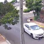 Câmera flagra acidente que deixou motociclista ferido em Apucarana