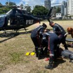 Homem cai de imóvel em construção e é resgatado de helicóptero em Porto de Galinhas