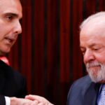 O presidente do Senado, Rodrigo Pacheco (PSD-MG), e o presidente Lula em março