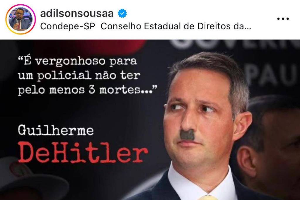 Justiça condena conselheiro que comparou Derrite a Hitler - 15/01/2025 - Painel