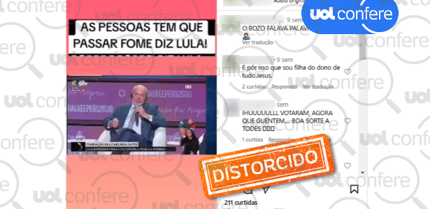 21.jan.2025 - Publicações usam vídeo que distorce falas de Lula sobre pobres