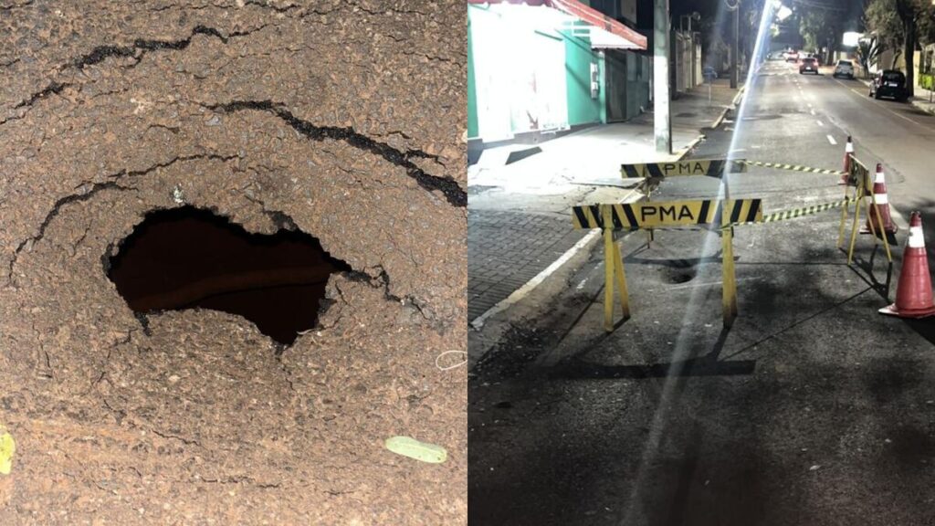 Prefeitura alerta após surgimento de novo buraco na Clotário Portugal