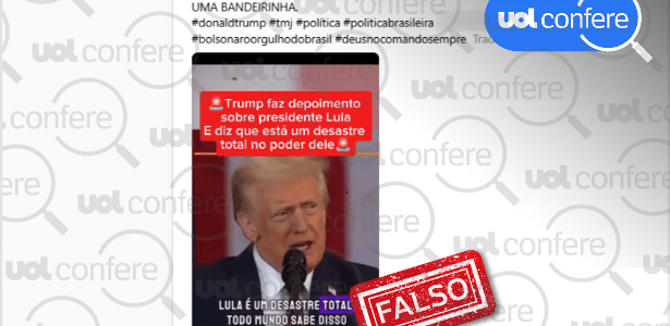 21.mai.2025 - Post usa IA para alterar discurso de Trump com críticas a Lula