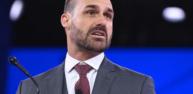 Eduardo Bolsonaro fala durante conferência conservadora nos Estados Unidos