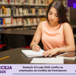 Pessoa escrevendo. Texto: título da notícia