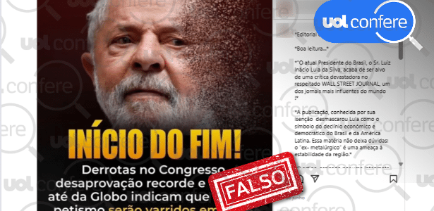 1º.ago.2025 - The Wall Street Journal não chamou Lula de "desastre anunciado" em editorial