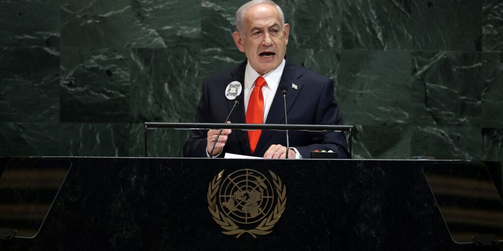 Delegados deixam cadeiras vazias durante discurso de Netanyahu na ONU