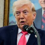 24.mar.2026 - O presidente dos EUA, Donald Trump, durante discurso na Casa Branca, em Washington