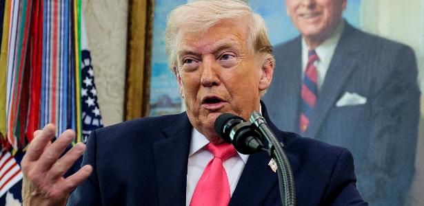 24.mar.2026 - O presidente dos EUA, Donald Trump, durante discurso na Casa Branca, em Washington