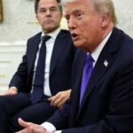 Trump fala ao lado do secretário-geral da Otan, Mark Rutte, no Salão Oval da Casa Branca