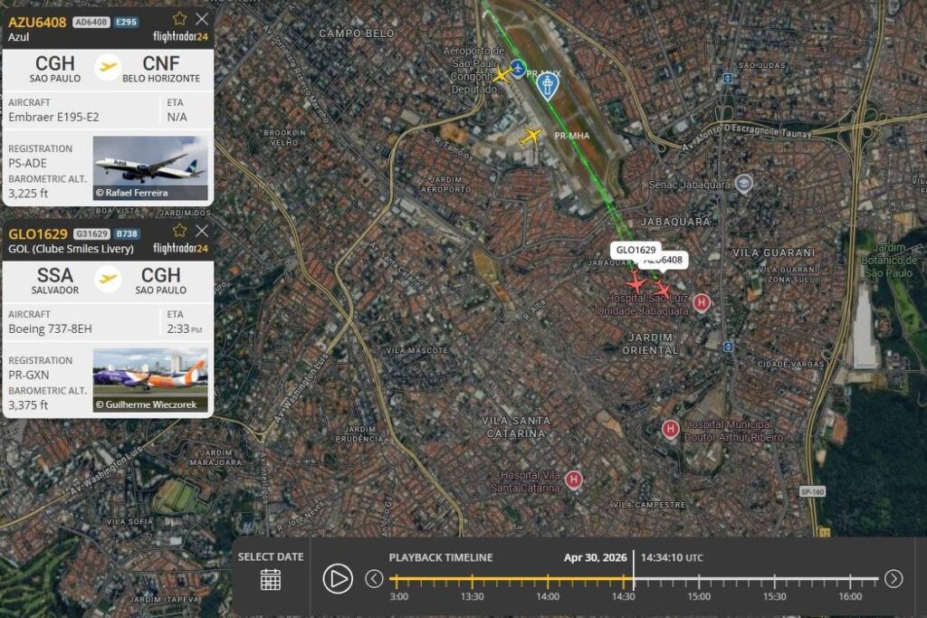 Aviões da Gol e Azul ficam a 22 metros em SP - 01/05/2026 - Cotidiano