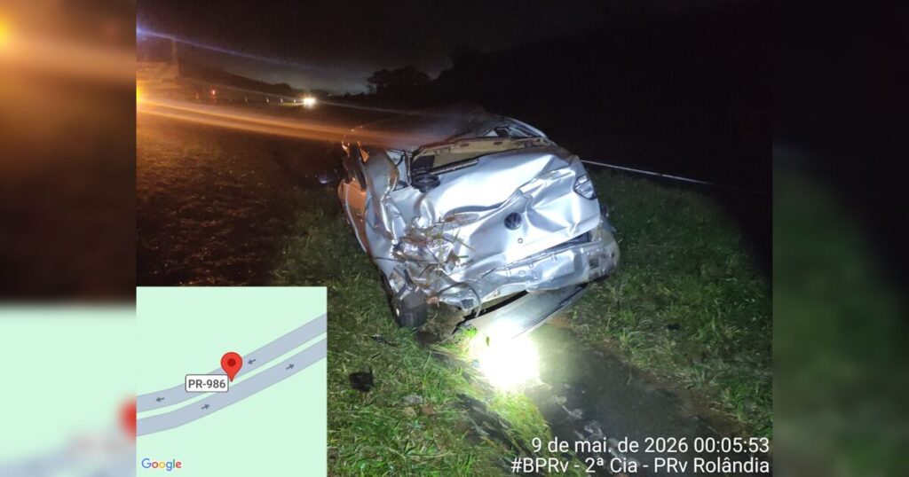 Motorista de 39 anos fica ferido em acidente na PR-986 em Rolândia