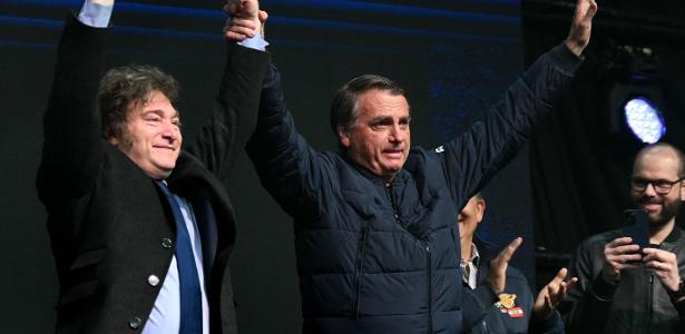 Javier Milei e Jair Bolsonaro na CPAC Brazil
