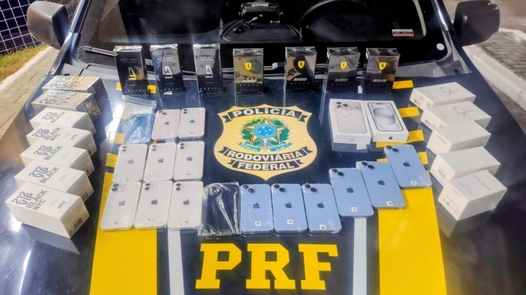 PRF apreende smartphones e perfumes importados sem nota fiscal em Garanhuns