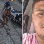 Segurança foi filmado com a bicicleta usada pela vítima no dia do espancamento