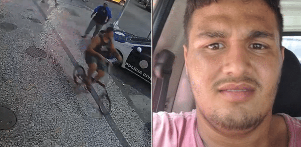 Segurança foi filmado com a bicicleta usada pela vítima no dia do espancamento