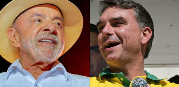 Os presidenciáveis Lula (PT) e Flávio Bolsonaro (PL)