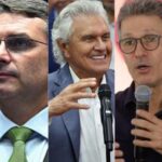 Lula (PT), Flávio Bolsonaro (PL), Ronaldo Caiado (PSD), Romeu Zema (Novo) e Renan Santos (Missão)