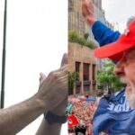 Flávio Bolsonaro (PL) e Lula (PT) durante atos na avenida Paulista